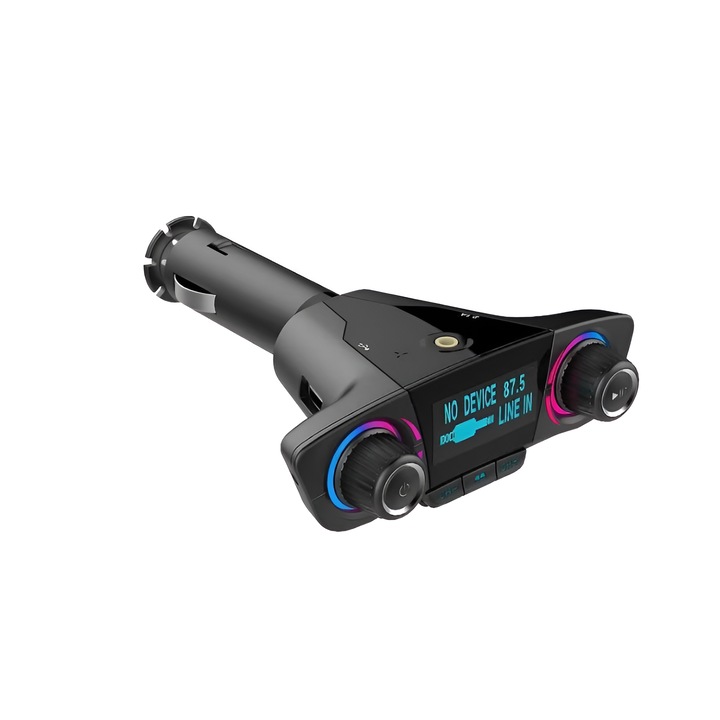 Modulator Transmitator FM Auto Neo™, Bluetooth 5.0, MP3 Player cu dublu USB, MicroSD si Jack