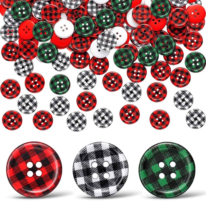 Комплект от 150 копчета, Kaxyrooz, дърво, 20 мм, многоцветни