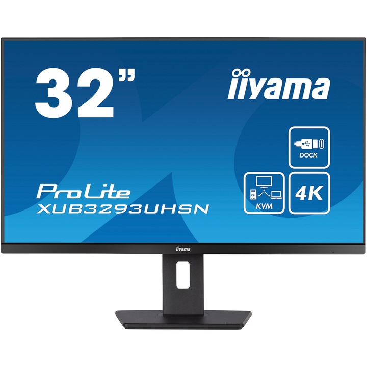 Монитор IIYAMA ProLite 32", IPS, 4K, 60Hz, 4 ms, HDMI, DisplayPort, USB-C, speakers, matte black