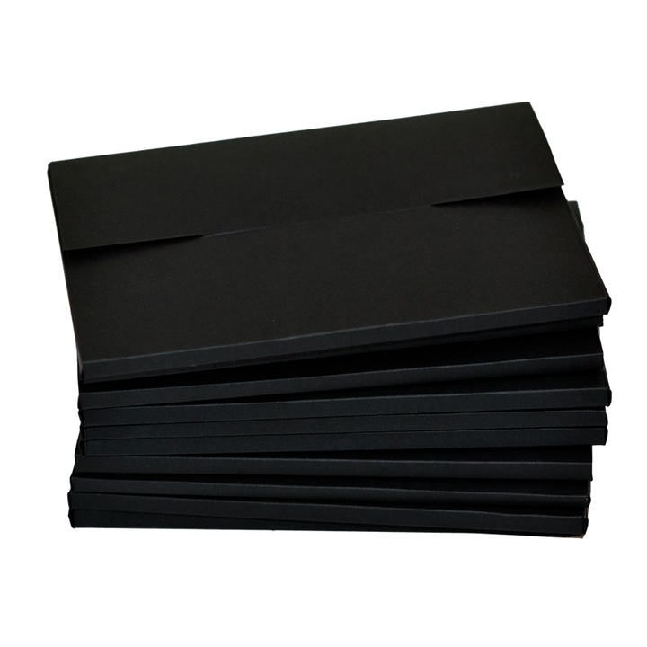 Set 10 plicuri cutie, culoare neagra, 13x9x0.5 cm, inchidere perforata