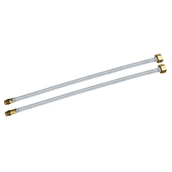 Racord apa metalic, din bronz cu inox, 1/2, 400 mm, Fi, 2 buc / set