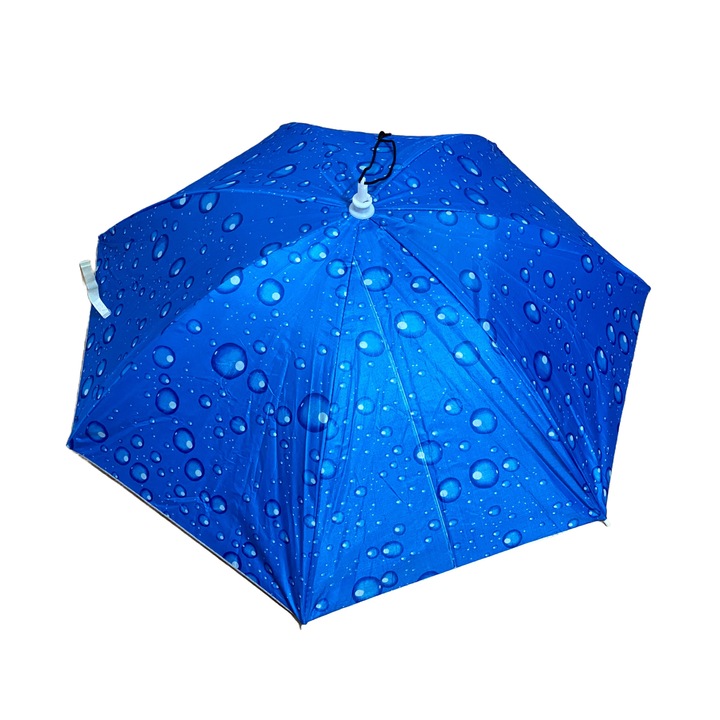 Umbrela cu fixare pe cap, protectie ploaie sau soare, 77 cm diametru, albastru