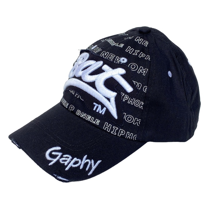 Sapca unisex, 100% Bumbac, marime universala reglabila, model Graphy, negru