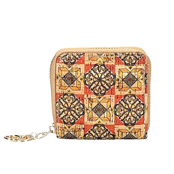Portofel cu model, Material Pluta, Multicolor, 9 x 9.5 x 2 cm