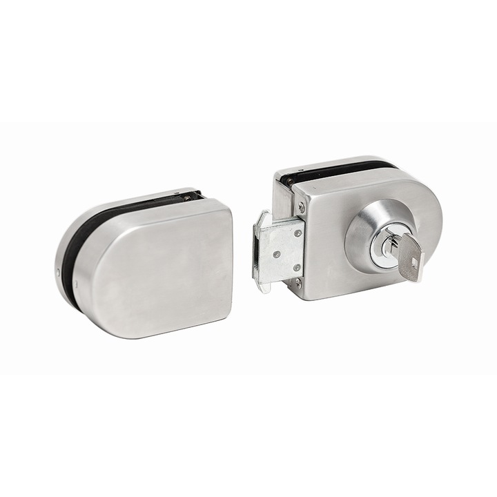 Incuietoare aplicata, sticla-sticla, cheie unilateral, KOR-011S-1, satinat
