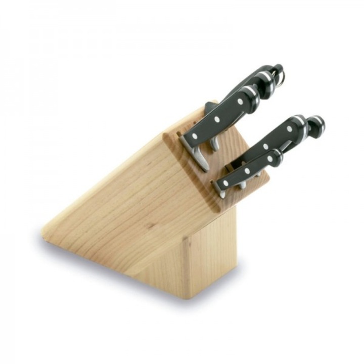 Set 6 cutite, furculita si ascutitoare cu suport din lemn, Perfect Kitchen Pro