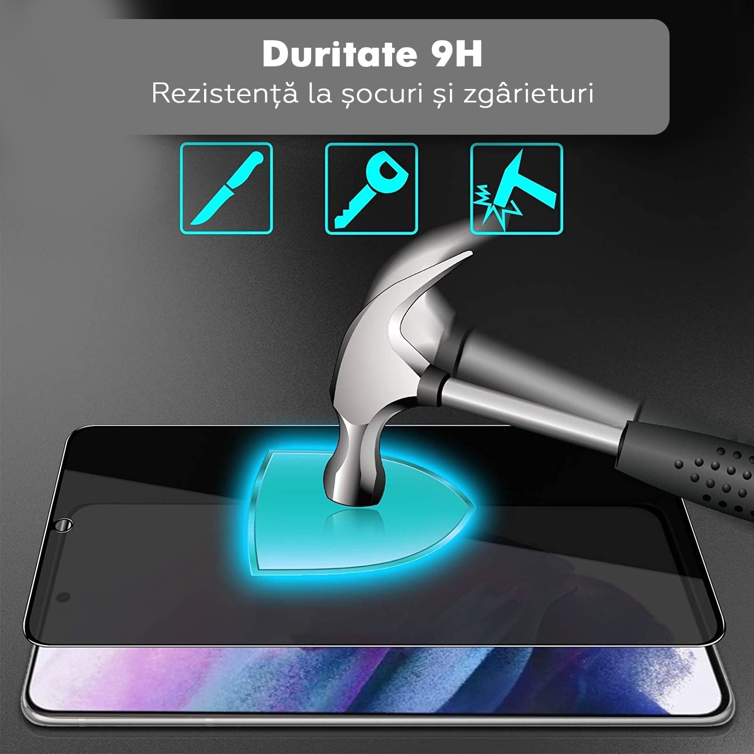 Folie Sticla pentru iPhone 16 / 15, Kribo Privacy Premium Fit, cu filtru anti-praf, HD, 9H, Protectie Ecran Premium, Full Cover, Full Glue