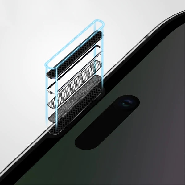 Folie Sticla pentru iPhone 16 / 15, Kribo Privacy Premium Fit, cu filtru anti-praf, HD, 9H, Protectie Ecran Premium, Full Cover, Full Glue