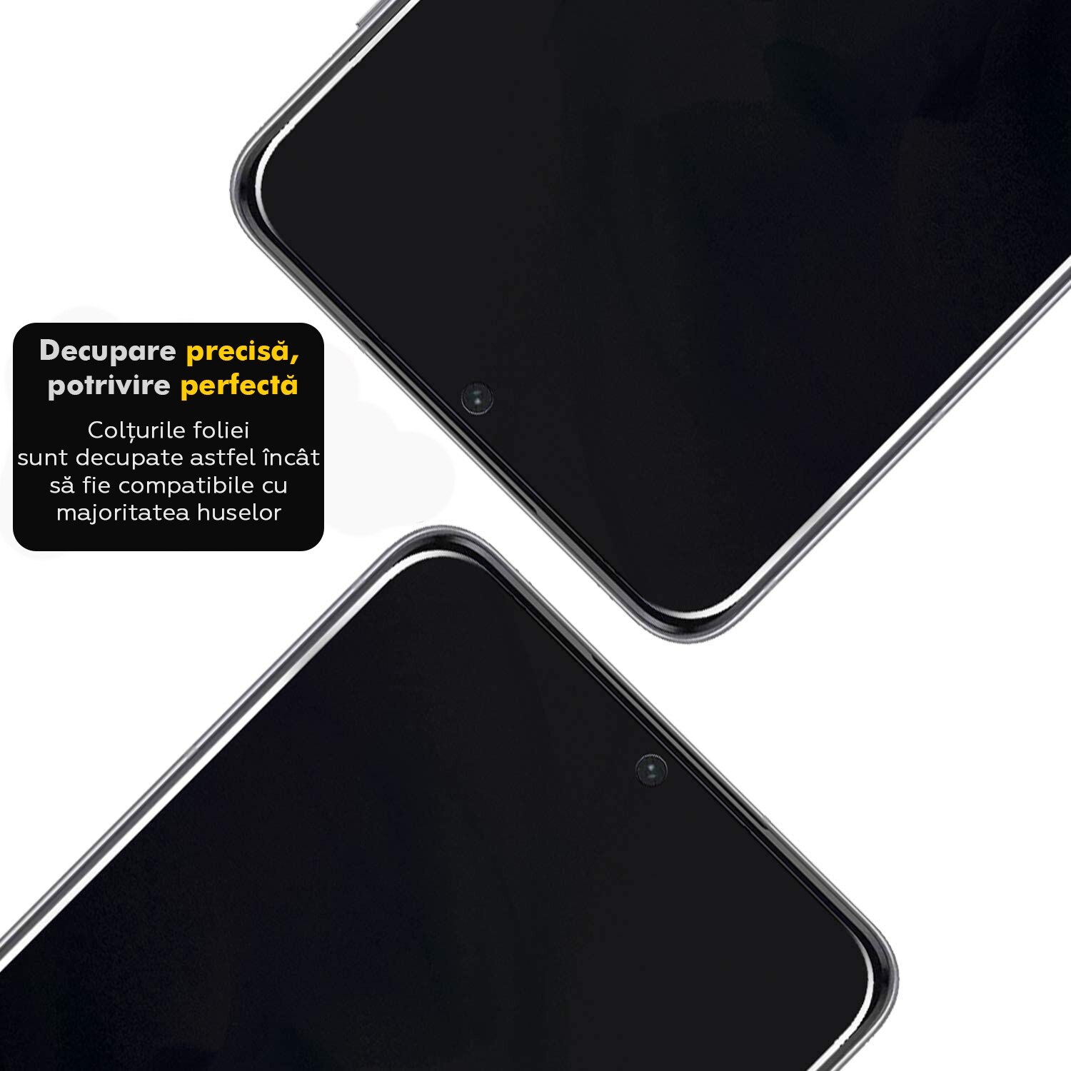 Folie Sticla pentru iPhone 16 / 15, Kribo Privacy Premium Fit, cu filtru anti-praf, HD, 9H, Protectie Ecran Premium, Full Cover, Full Glue