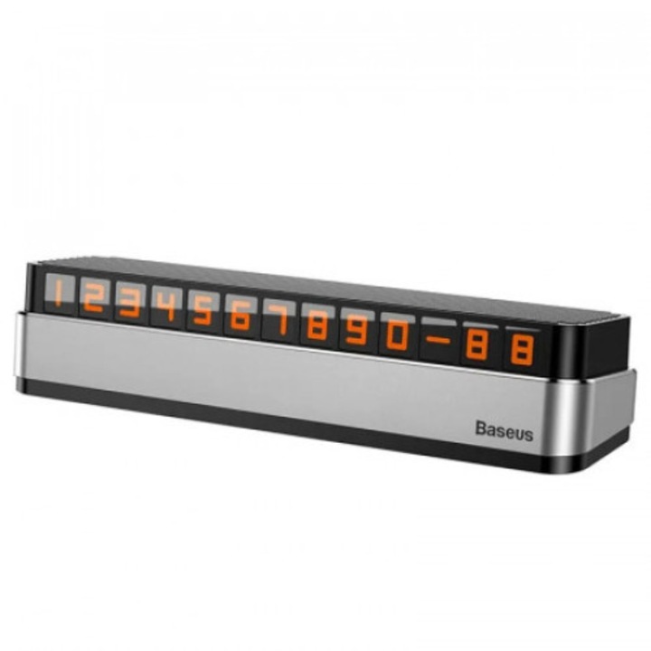 Suport numar telefon auto pentru bord, Moonlight Parking Number, Gri, ‎15.5 x 7.1 x 3.9 cm