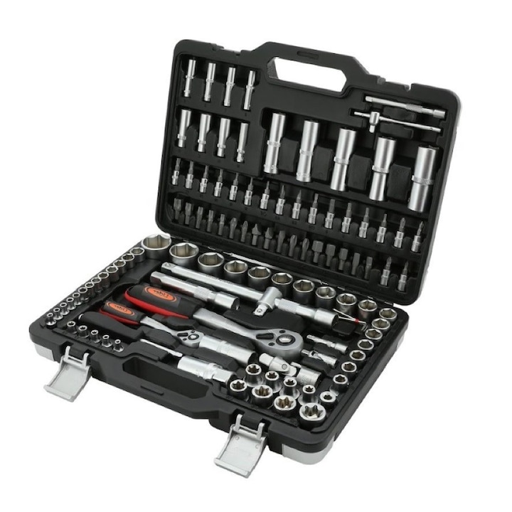 Trusa de chei tubulare Lider, 108 piese, chrome vanadium, marime 1/2,1/4, negru