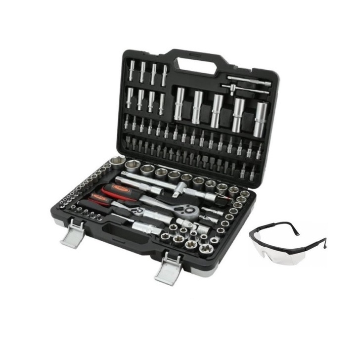 Trusa de chei tubulare Lider, 108 piese, material chrome vanadium, marime 1/2,1/4, ochelari