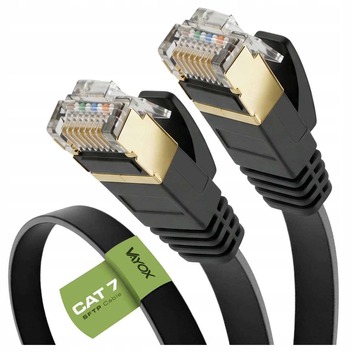 Cablu Internet LAN Vayox PRO, CAT 7, 100 Gbps, Plat, Negru, 3m - eMAG.ro