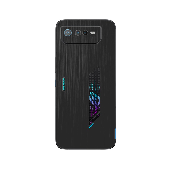 Защитно фолио iSkinz за Asus ROG Phone 6D - черен черен, проста кройка, залепваща кожа, заден капак