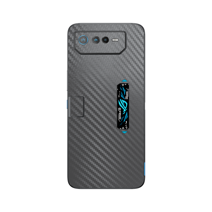 Защитно фолио iSkinz за Asus ROG Phone 6D Ultimate - въглеродно черно, проста кройка, самозалепващо се покритие за заден корпус