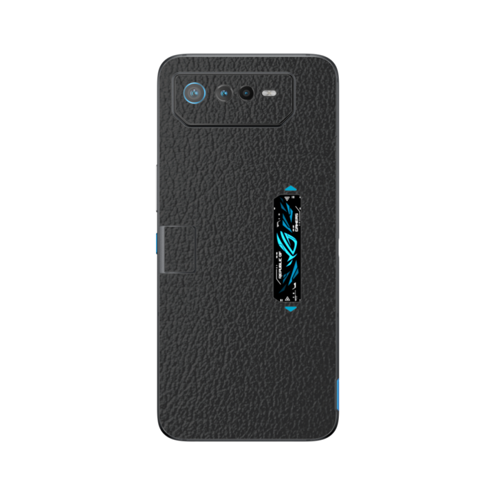 Защитно фолио iSkinz за Asus ROG Phone 6D Ultimate - черна кожа, проста кройка, залепваща кожа, заден капак