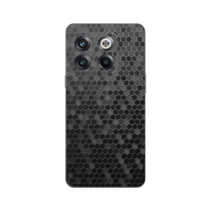 Фолио iSkinz, За OnePlus 10T - Honeycomb Negru Black, 360 Cut, залепваща кожа на цялото тяло, защита на гърба и страничните кутии