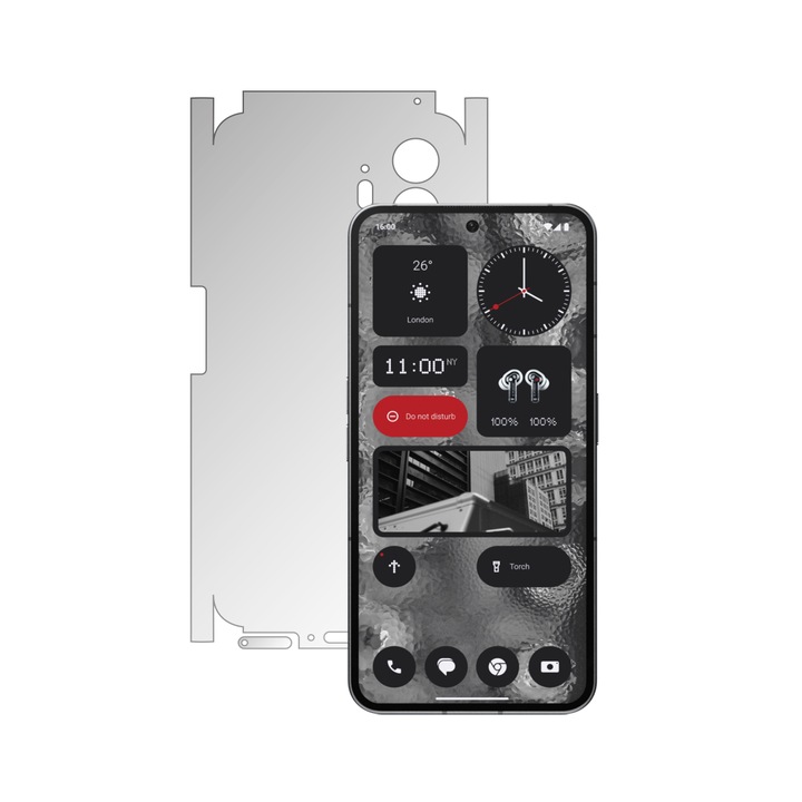 Folie Protectie Spate iSkinz pentru Nothing Phone 2 - Invisible Skinz HD, 360 Cut, Ultra-Clear pentru Carcasa Spate si Laterale, Skin Adeziv, Transparent