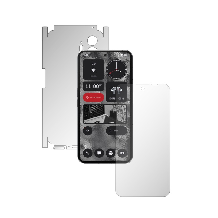 Folie Full Body iSkinz AutoRegeneranta pentru Nothing Phone 2 - Invisible Skinz UHD, 360 Cut, Protectie Siliconica Ultra-Clear pentru Ecran, Carcasa Spate si Laterale, Skin Adeziv, Transparent