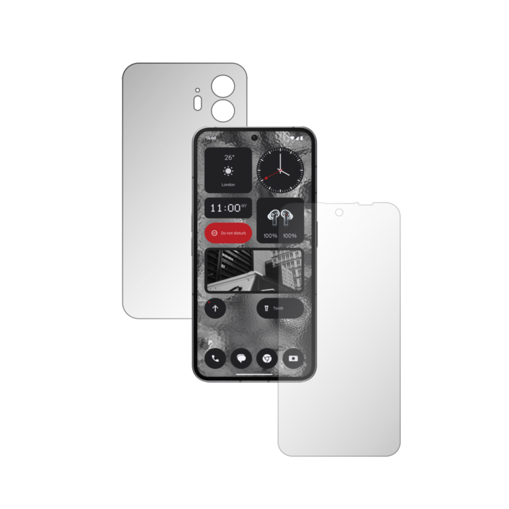 Folie Full Body iSkinz Matte pentru Nothing Phone 2 - Invisible Skinz Matte, Simple Cut, Siliconica Mata Anti-Amprenta, Anti-Reflex pentru Ecran si Carcasa Spate, Skin Adeziv Transparent