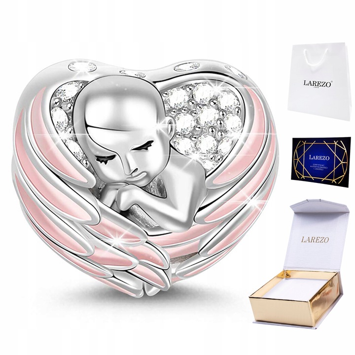 Charm gyöngy, Larezo, Ezüst 925, Angyalszárny, gyerekeknek