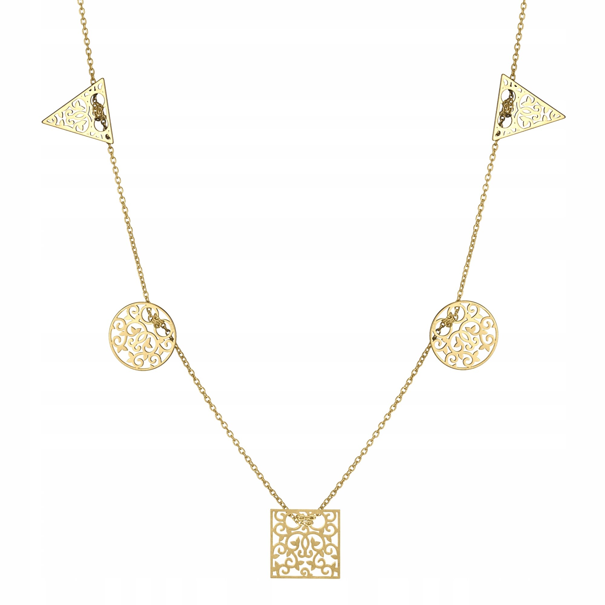 Колие, Larezo Triangle Circle, Златист, 925 - eMAG.bg