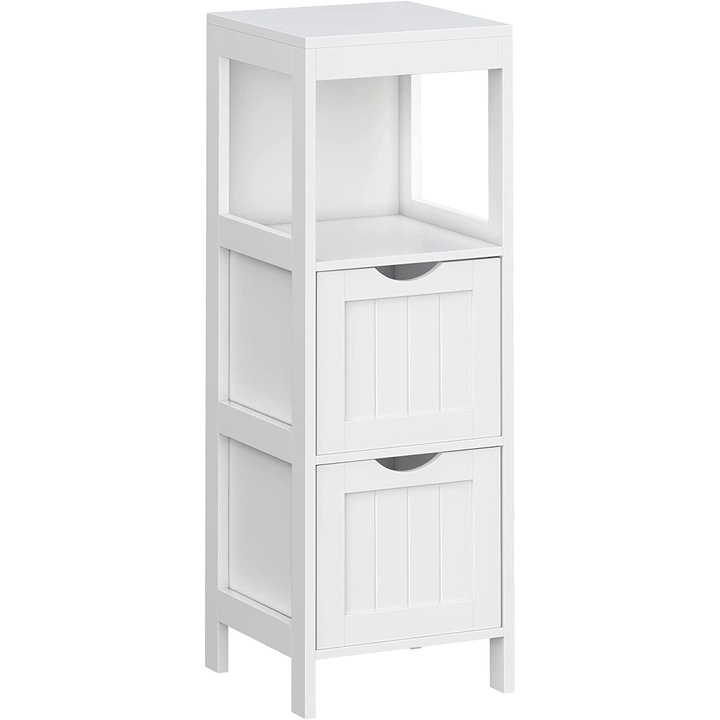 VASAGLE Dulap de podea pentru baie, multifunctional, 2 sertare, 30x30x89cm, alb