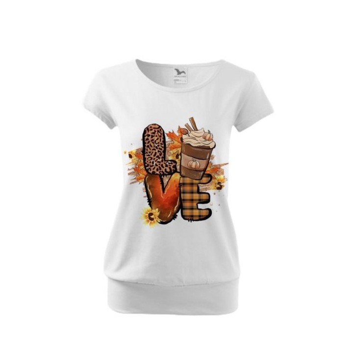 Fehér pamut póló, S-es méret, testreszabott ősz M4