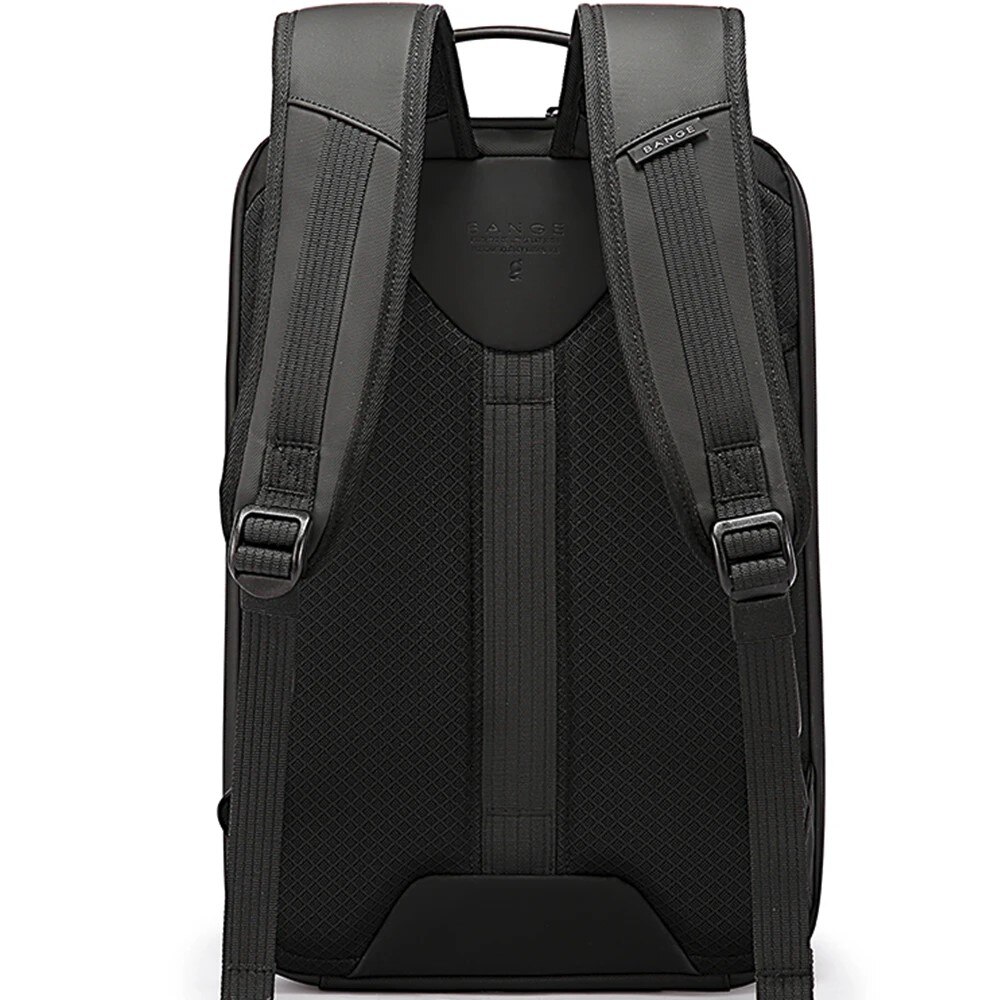 Rucsac laptop 15.6" business cu carcasa rigida material EVA impermeabil, sistem antifurt, porturi incarcare USB si tip C, BANGE, 30x8x45 cm, Auriu