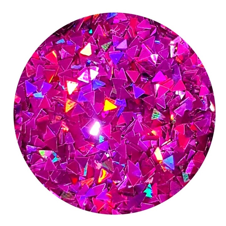 Holografikus csillogó pigment háromszög 2mm, art line DEVE, 10g magenta glitter epoxigyanta körömlakkhoz vagy dekorfestékhez