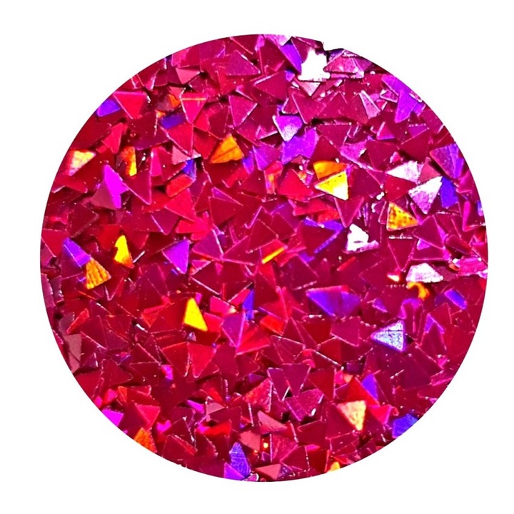 Holografikus csillogó pigment háromszög 2mm, art line DEVE, 10gr piros csillám epoxigyanta körömlakkhoz vagy dekorfestékhez