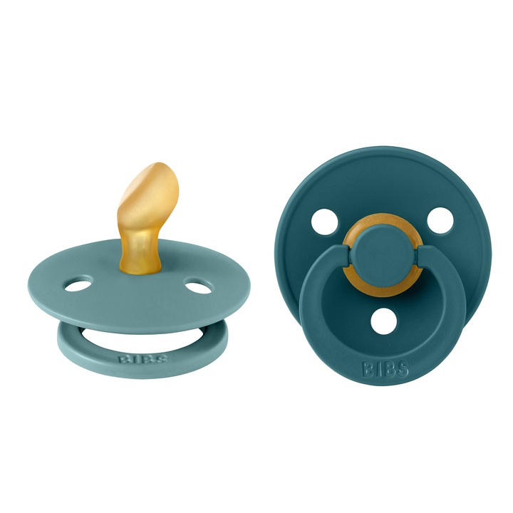Pachet 2 suzete BIBS Colour, tetina anatomica, Island Sea/Forest Lake, 0-6 luni
