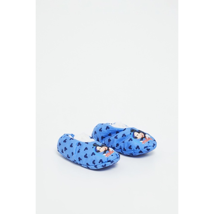 Botosei de casa, caldurosi, cu talpa antiderapanta, albastru, Mickey Mouse, Albastru