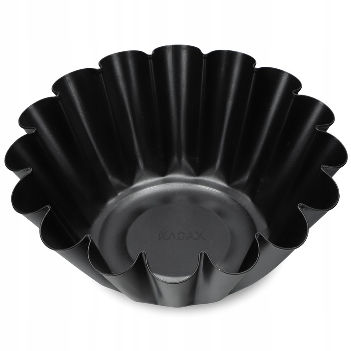 Tava de copt cu margini ondulate, Kadax, Metal, 16 x 6 cm, Negru