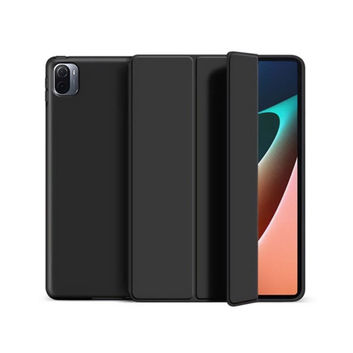 Gigapack tabletvédő álló, bőr hatású, flip, oldalra nyíló, trifold, asztali tartó, fekete, kompatibilis: Xiaomi Pad 5