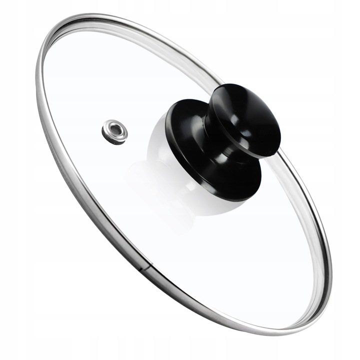 Capac termorezistent, Kadax, Sticla/ Otel, 18 cm, Transparent/ Negru