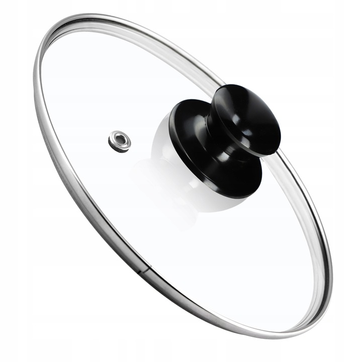 Capac termorezistent cu maner negru Caserta, KADAX , 24 cm, Negru/Transparent