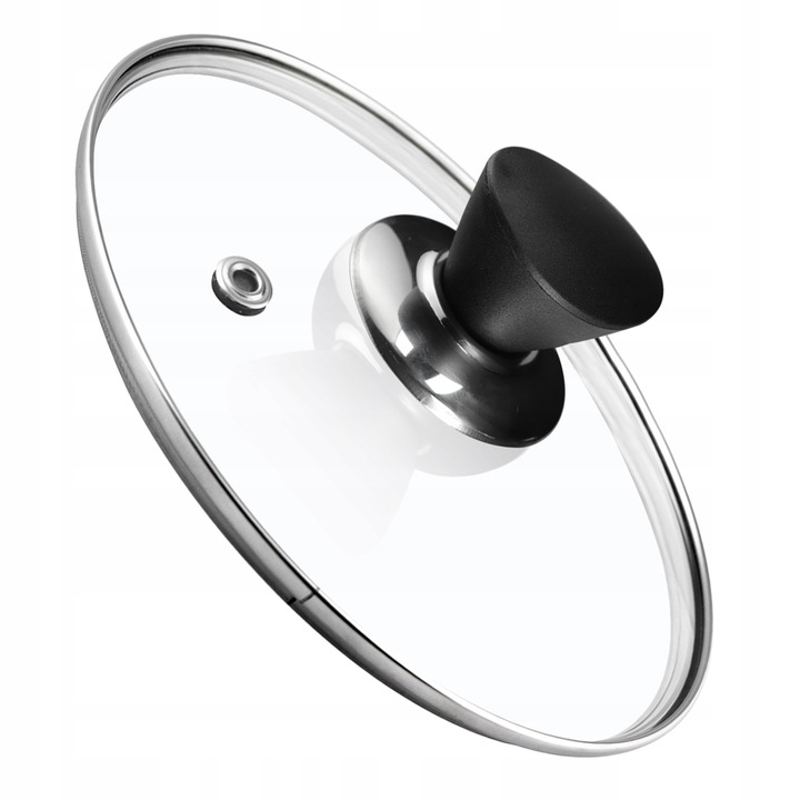 Capac termorezistent, Kadax, Sticla/Otel, 16cm, Transparent/Argintiu