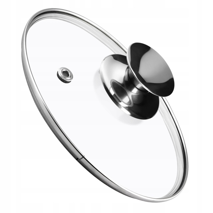 Capac termorezistent, Kadax, Sticla/Otel, 16 cm, Transparent/Argintiu