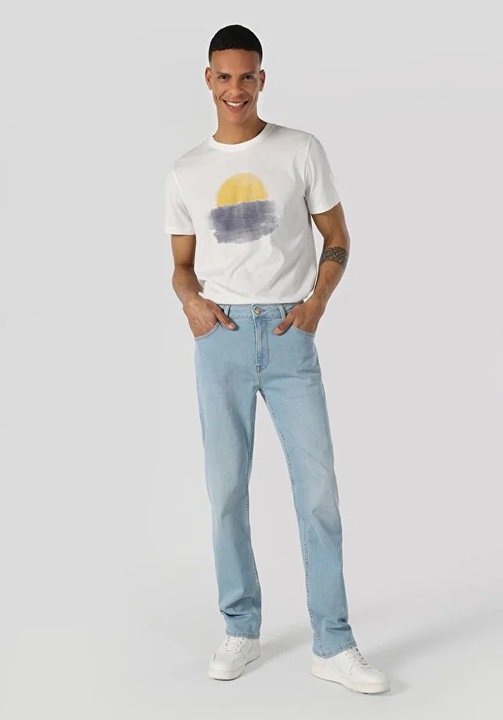 COLIN'S, Blugi cu 5 buzunare si talie medie, Albastru deschis