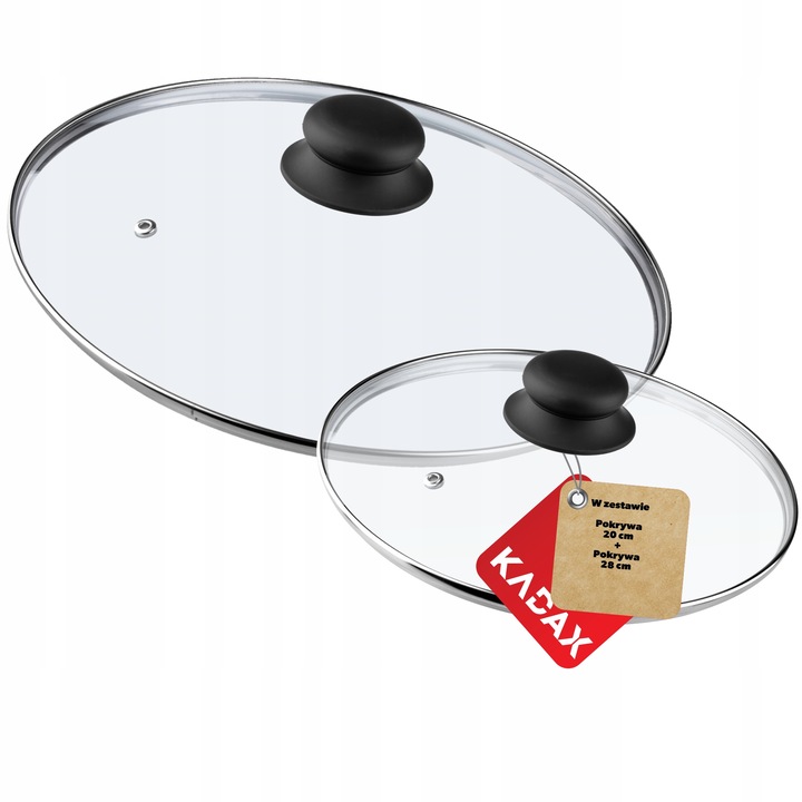 Set 2 capace cu maner, KADAX, Sticla/Plastic, 20/28 cm, Transparent