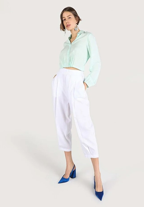 Pantaloni De Dama Alb Regular Fit, White