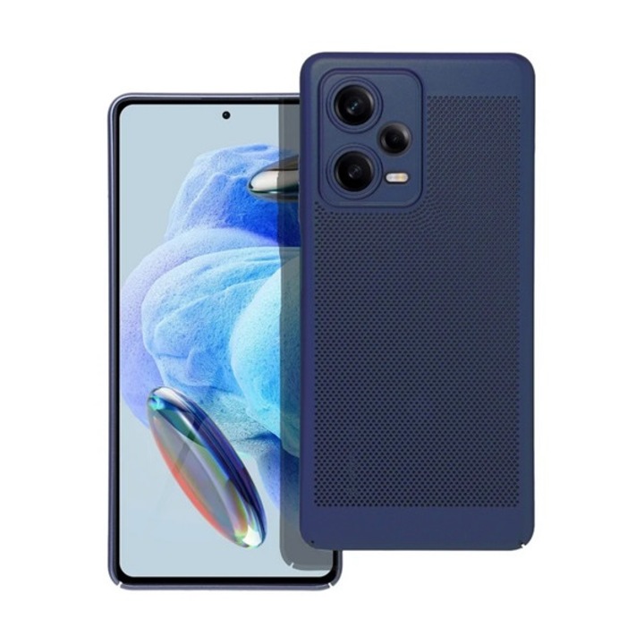 Gigapack műanyag mobiltelefon tok, légáteresztő, lyukacsos, kameravédő, sötétkék, kompatibilis: Xiaomi Poco X5 5G / Redmi Note 12 5G
