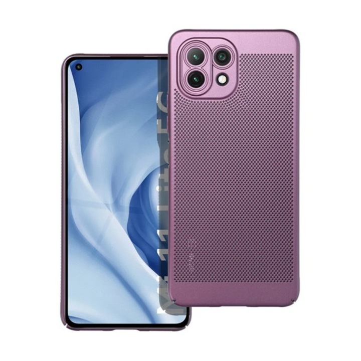Gigapack műanyag mobiltelefon tok, légáteresztő, lyukacsos, kameravédő, lila, kompatibilis: Xiaomi Mi 11 Lite 5G / Mi 11 Lite 4G / 11 Lite 5G NE
