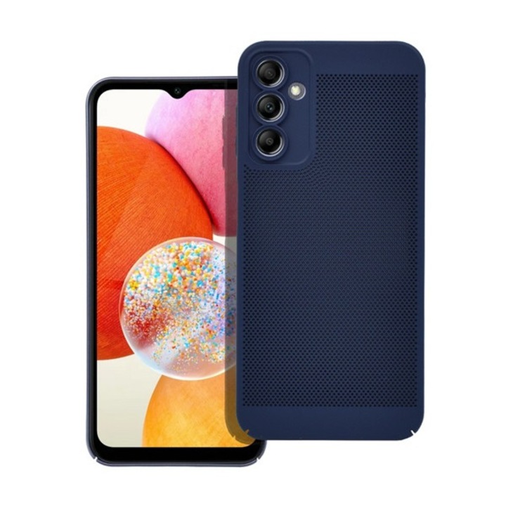 Gigapack műanyag mobiltelefon tok, légáteresztő, lyukacsos, kameravédő, sötétkék, kompatibilis: Samsung Galaxy A14 5G, SM-A146, / Galaxy A14 4G, SM-A145