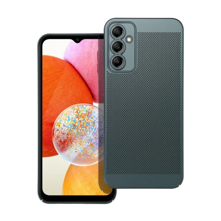 Gigapack műanyag mobiltelefon tok, légáteresztő, lyukacsos, kameravédő, sötétzöld, kompatibilis: Samsung Galaxy A14 5G, SM-A146, / Galaxy A14 4G, SM-A145