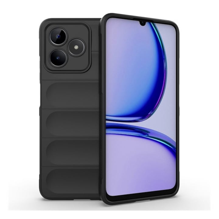 Gigapack szilikon mobiltelefon tok, ütésállóság, kameravédő, 3d, fekete, kompatibilis: Realme C51 4G / C53