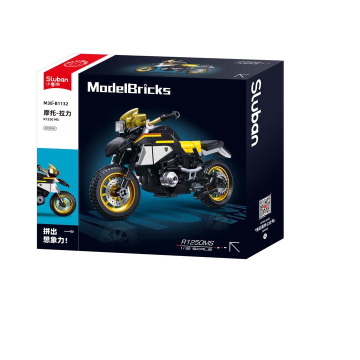 Sluban építőkészlet, Motoros BMW motorkerékpár, 200 db, M38-B1132