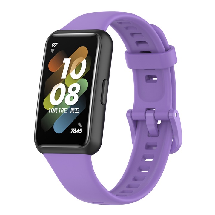Каишка за фитнес гривна, За Huawei Band 7, Силикон, Лилава - eMAG.bg