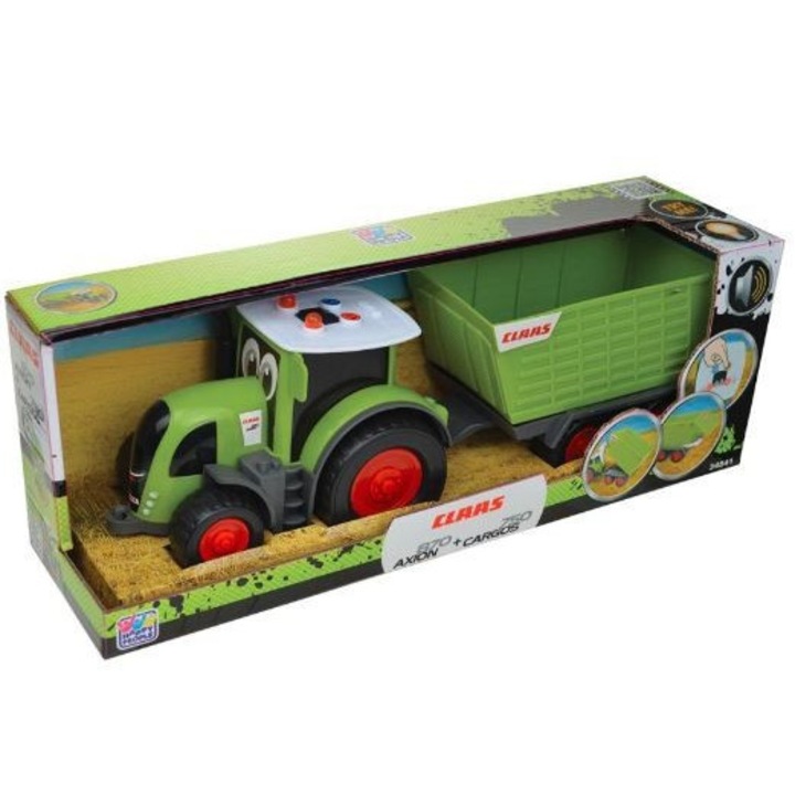 Tractor cu remorca copii, Multicolor, 22cm, 3+